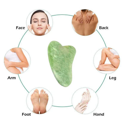 Natural Jade Roller & Gua Sha Set for Facial Lifting, Wrinkle Reduction & Skin Care