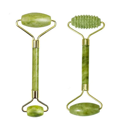 Natural Jade Roller & Gua Sha Set for Facial Lifting, Wrinkle Reduction & Skin Care