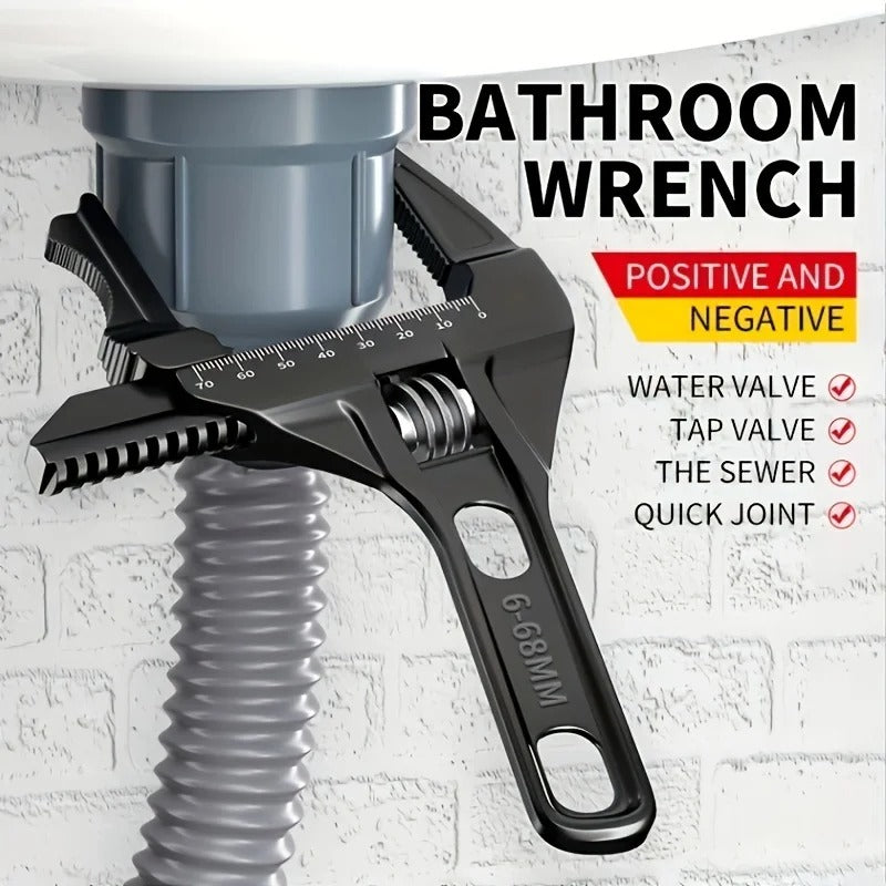 Adjustable Bathroom Wrench | 16-68mm Black Multi-Functional Tool