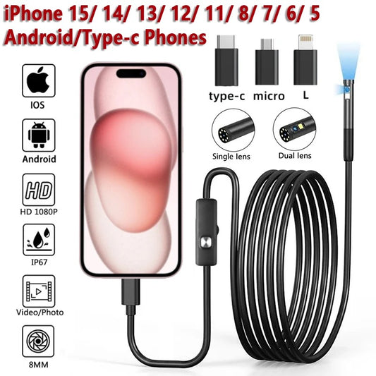 Waterproof HD Endoscope Camera with LED