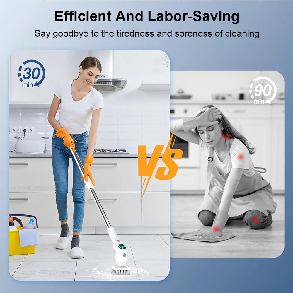 8-in-1 Wireless Rotating Electric Cleaning Brush - Multi-Surface Cleaner for Home & Bathroom