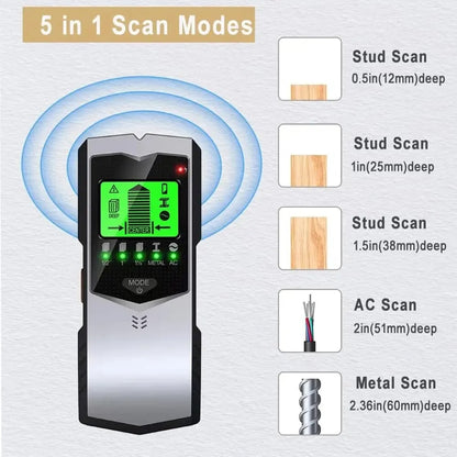 5-in-1 Wall Scanner with LCD | Stud Finder & Wire Detector