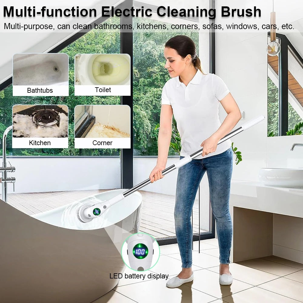 8-in-1 Wireless Rotating Electric Cleaning Brush - Multi-Surface Cleaner for Home & Bathroom