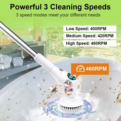 8-in-1 Wireless Rotating Electric Cleaning Brush - Multi-Surface Cleaner for Home & Bathroom