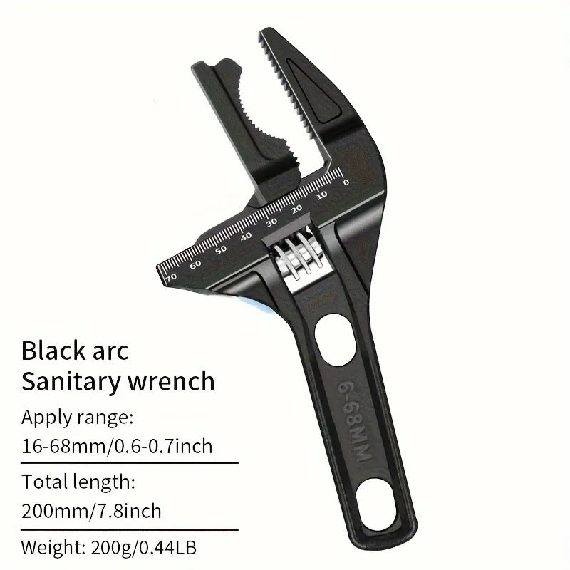 Adjustable Bathroom Wrench | 16-68mm Black Multi-Functional Tool