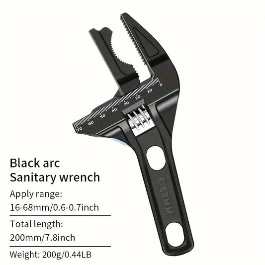 Adjustable Bathroom Wrench | 16-68mm Black Multi-Functional Tool