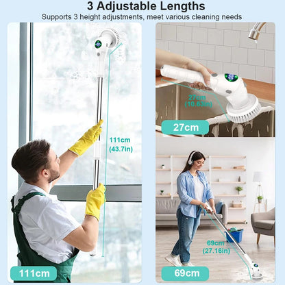 8-in-1 Wireless Rotating Electric Cleaning Brush - Multi-Surface Cleaner for Home & Bathroom