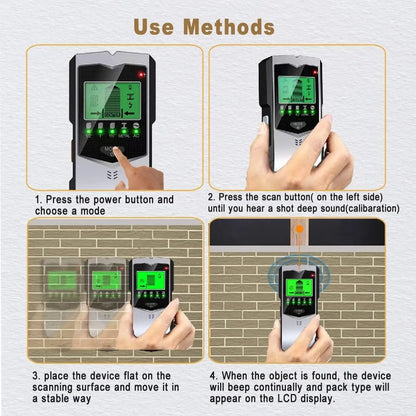 5-in-1 Wall Scanner with LCD | Stud Finder & Wire Detector