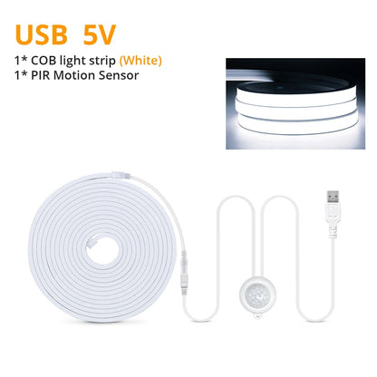 Smart PIR Motion Sensor COB LED Strip Light | Auto ON/OFF Waterproof Neon Light