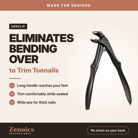 ZenClip - Stainless Steel Long Handled Nail Clipper For Seniors | Eliminates Bending Over to Reach Nails